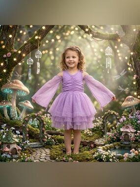 Taylor Joelle Lilac Fairy Dance Costume for Kids Size 2 with detachable wings